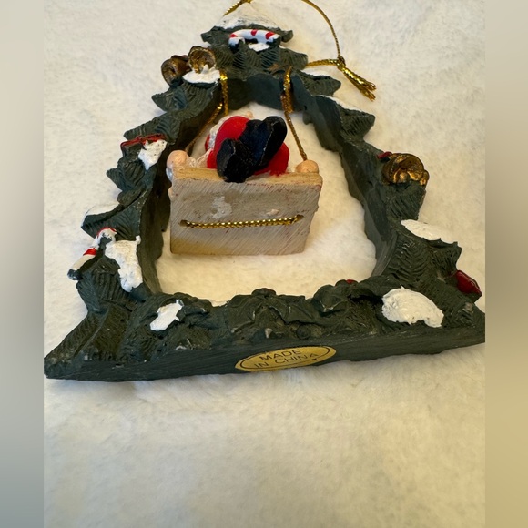 Santa on Swing Christmas Tree 🎄 Christmas Ornament Vintage 80s - Picture 6 of 6